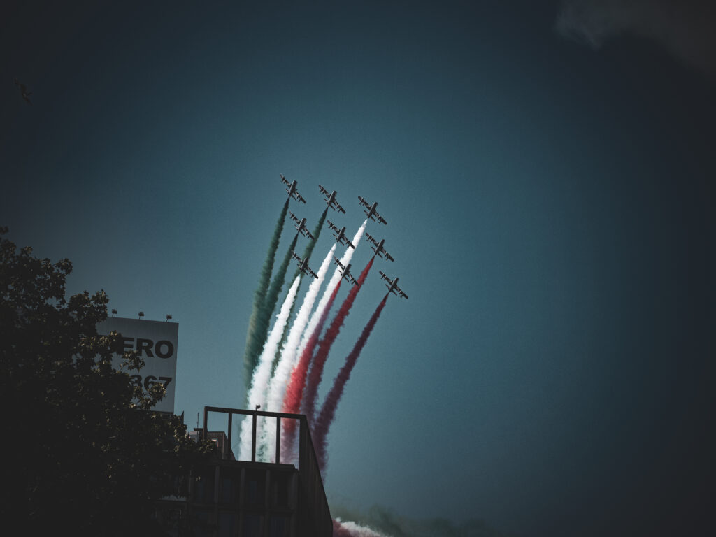 green, white and red